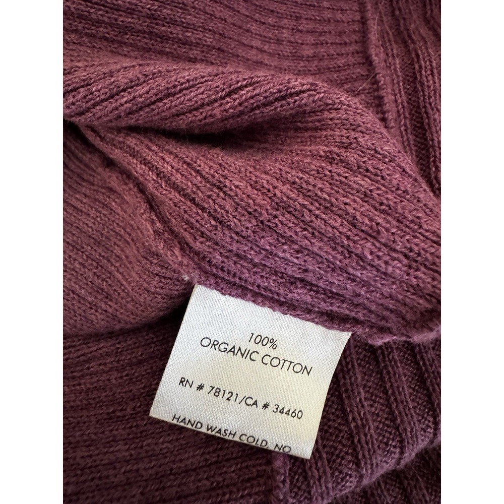 Eileen Fisher Shawl Collar Ribbed Purple Eggplant  Open Front Cardigan Sweater M - Picture 5 of 7
